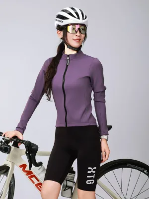 Customized Comfort Fleece Printed Breathable Lightweight Seamless Long Sleeve Windproof Four-Way Stretch Cycling Jersey Top