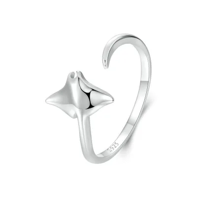 Hot Selling Personalized Niche Devil Fish Plain Silver Open Ring European and American Popular 925 Sterling Silver Ring