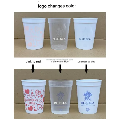 High Quality Eco-Friendly Unbreakable Custom Printed 16 oz Black Red Stadium Plastic Cups LB2403