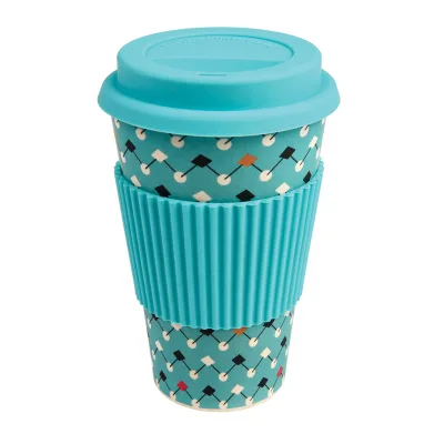 400 ML Eco-friendly Custom Heat Resistant and Anti-slip Bamboo Fiber Coffee Cup with Cover Lid Silicone  Mug Cup  with Sleeve