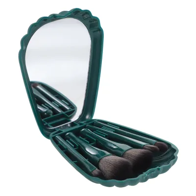 New Shell MakeUp Brushes Set with Mirror Box Brush Cosmetics Eyeshadow Powder Blush Brushes Portable Travel