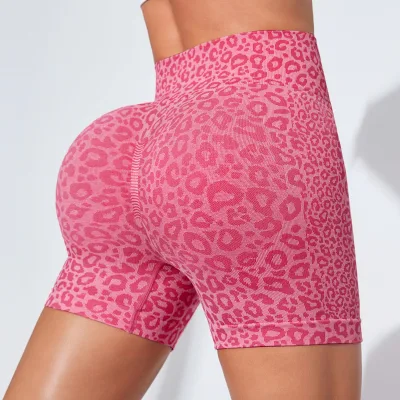 Chunwei S175 Pink Leopard Print New Style Scrunch Butt Workout Legging for Girls Custom Oem Running Pants Suitable for Fitness