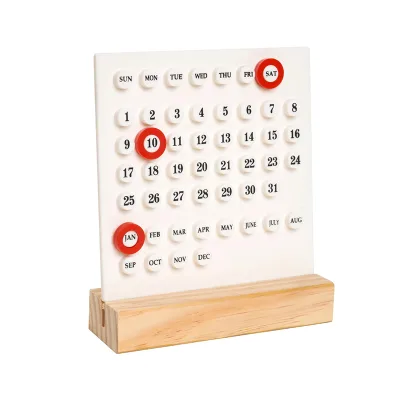 Wooden Base Acrylic Desktop Calendar Colored Perpetual Table Calendar for Office Home Decor Creative Time Date Planner