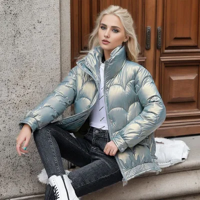 2026 New Shiny Washable Short Winter Down Cotton Coat Women's Jacket Hot-Selling Wholesale