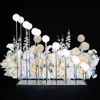 Wedding Supplies Silver Metal Milk White Bulb Light LED Lamp Road Lead Light for Wedding Light Decoration
