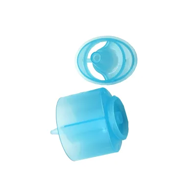 Custom Injection Molded Transparent Blue PP Flip-Top Plastic Cap with Integrated Nozzle for Liquid Bottle Dispensing