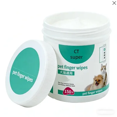OEM Natural Fabric Biodegradable Organic Pet Finger Wet Wipes for Dog & Cat Cleaner