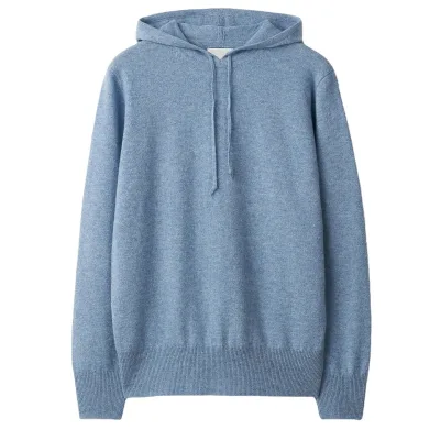 Winter Luxury Cashmere Men's Knit Sweater Manufacturer Custom Logo Soft Solid Plain Blend Cashmere Wool Hoodie for Men