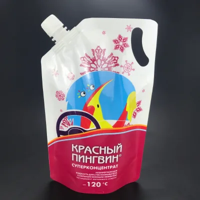 2L Custom Printed Die Cut Handle Nylon Laminated  White PE Laundry Detergent Powder Packing Plastic Doypack Bag with Screw Cap