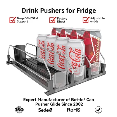 Wholesale Drink Pusher Eco-Friendly Plastic Metal Customized Size Bottle Display Rack for Supermarket
