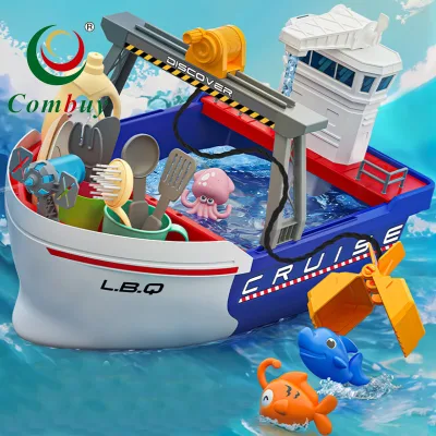 Indoor Interactive Pretend Play Wash Basin Water Playing Fishing Boat Toys