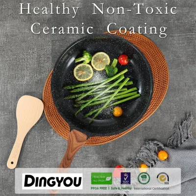 Die Casting Aluminium Granite Coating 20/24/28cm Frying Pan with Glass Cover Non-stick for Induction Cooker