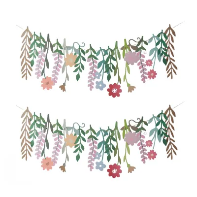 Custom Double-Sided Fresh Flower Paper Banner Summer Party Hanging Ornaments for Children's Room Party Supplies