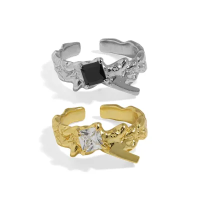 WMHJZ650 Cool Irregular Finger Ring for Women Square  Zirconia Stone Jewelry White Gold-Color Female Rings Jewellery