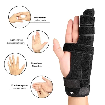 Single Double Finger Support Splint Aluminum Plate Anti-Sprain Fixing Bracket Sweat Absorbing Breathable Fingers