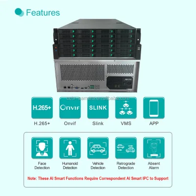 H.265+ 24 SATA 128 Channels Smart AI Analysis 4K Professional NVR AI Network Video Recorder