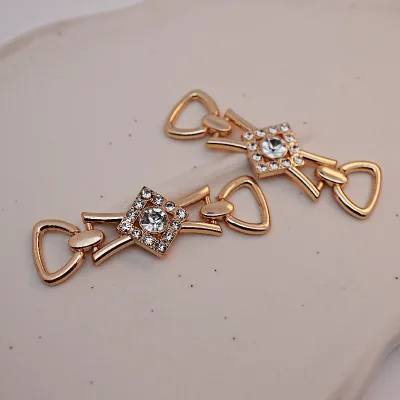 Customized Ladies Shoe Buckle Drill Electroplated Gold Pin Buckles Made High Quality Zinc Alloy Bead Belts Bags Garments