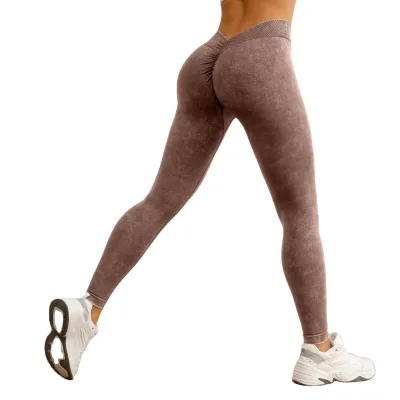 Customizable Logo Wash V Vaist Push up Yoga Leggings Seamless Gym Fitness Sports Pants Women