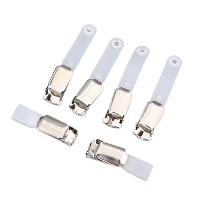 Metal Suspender-type Clip ID Holder Badge Clip With Strap for Lanyard Card Holder Reel off Crocodile Clip