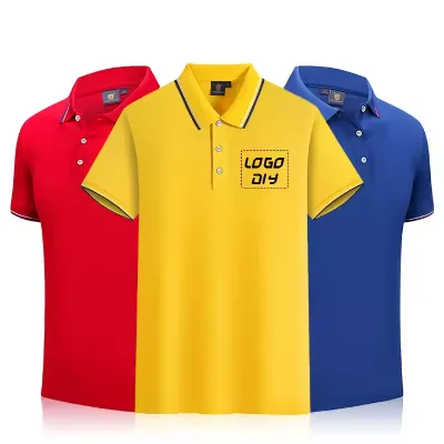 High Quality Men's Cotton Polo T-Shirt with Custom Logo Breathable Solid Pattern Work Clothes Golf Shirt Printed Embroidery