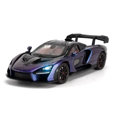Die Cast 1:24 Senna Alloy Metal Diecast Car Model Sound Light Collection Hobby Super Racing Serie Holiday Birthday Gift for Boy