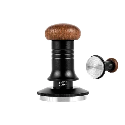 Solid Wood Handle Coffee Tamper Set Portable Ripple Base for Barista Cafe Kitchen Use-51/53/58mm Sizes
