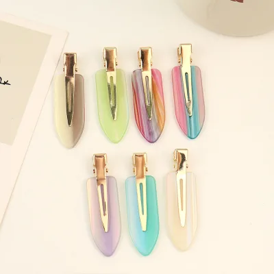 Korean Fancy Hairpins Luxury Gold Metal No Bend Acetate Hair Clip Designers Custom Women Hair Accessories Clips Set for Girls