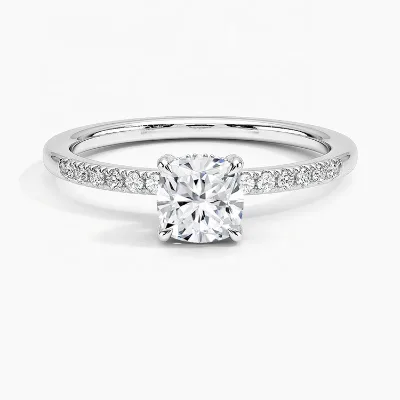 2ct Cushion Cut Lab Diamond Engagement Ring Hidden halo Unique Diamond Ring Bridal Anniversary Engagement Ring