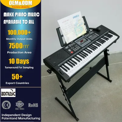 61 Keys Electronic Keyboard BD670 Plastic Student Electronic Piano Travel Portable AA Battery Pitch Bend Wheel Mic Built-In