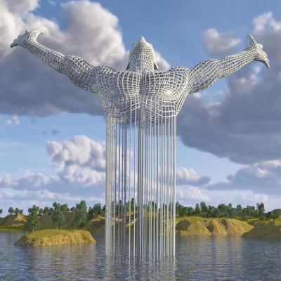 Stunning Woman Figure Contemporary Water Feature Digital Art Sculpture