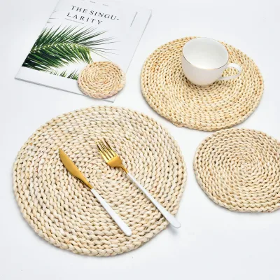 Minimalist Corn Husk Placemat Woven Straw Dining Mat Thickened Heat-resistant Pad Home Use Stove Casserole Mat