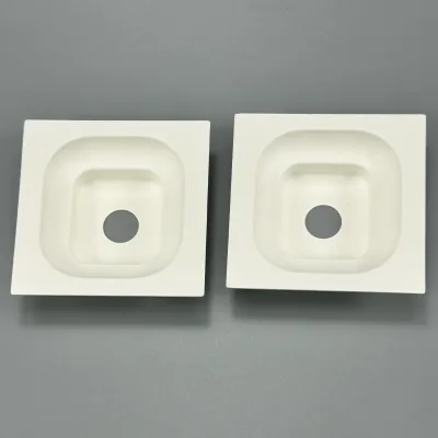 White Wet Press Molded Paper Pulp Insert Square Hollow Hole Paper Pulp Tray Custom Electronic Product Protective Packaging Liner
