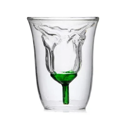Unique Creative rose shaped cocktail glass double wall cocktail shaker