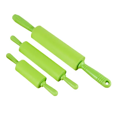 Kitchen Accessories Silicone Rolling Rod Stick Wooden Handle Reusable Silicone Rolling Pin Dumpling Making Tool