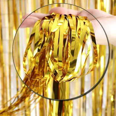 Metallic Foil Fringe Curtain Wedding Party Backdrop Decoration Christmas Background Tassel Curtain Foil Rain Curtains