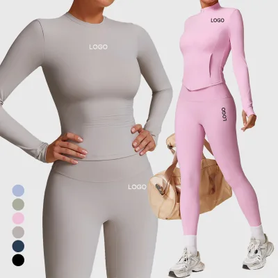 3 Pieces Set High Waist Tights for Women Warm Tights Heated Jacket Women's Jacket Set Long Sleeve Yoga Sets Yoga Zip Jacket