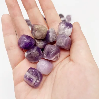 Natural Stone Healing Crystal Polished Dream Amethyst Cubes Tumbled Stone Spirit Quartz Decorative
