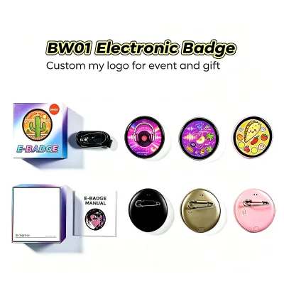 Smart Digital Name Badge Personalized Display Pin with APP Upload Video GIF Photo ID for Office Factory Staff School Customize