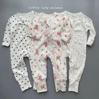 High Quality Custom Cotton Pajamas Unisex 0- 3 Months Long Sleeves Pajamas Meet European Standards Children Onesie