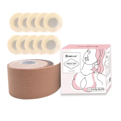 Push up Cotton Fabric New Design Colored Adhesive Breast Boob Tape 5cm*5m for Underwear with Nipple Covers