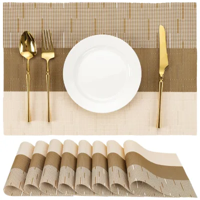 High-Quality PVC Premium Table Runner & Utensil Mat Luxury Set, Durable, Easy to Clean, Machine Washable Bamboo Node Home Decor