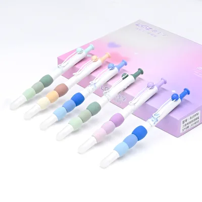 12 Pack Colorful Erasable Student Pen Soft Grip Fountain Pen Blue-Black Ink Cartridge Refillable Erasable for Writing Gift Box