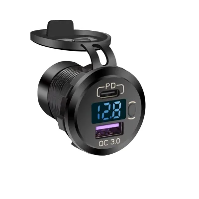 Quick Charge 3.0 Dual USB Car Charger Socket LED Voltmeter Switch Fused Wire Kit 12V/24V PD QC3.0 Fast Charging Marine Piston