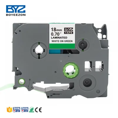 18mm Tze745 White on Green Laminated Label Tape Cassette P-touch Printer Ribbon for Typewriter Cartridge Ribbon for Tze Tape
