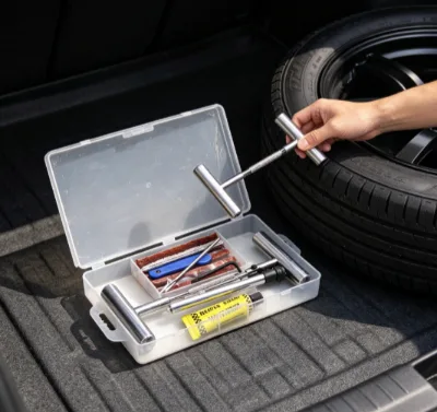 Four Wheeler ATV Tyre Repair Kit Portable Tubeless Plug Tool Set for Desert & Field Off Road Driving