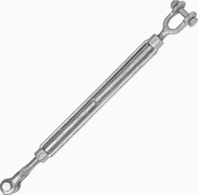Heavy Duty Jaw & Eye Turnbuckle, HDG Galvanized Forged Steel, Ideal for Outdoor Power Utility