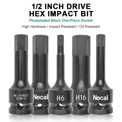 One-Piece Press-Fit Hexagon Impact Socket Set 1/2" Drive H4-H19 Heavy Duty Pneumatic Wrench Tools