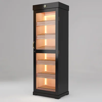 Factory Wholesale Customized Smoke Tobacco Shop Sliding Door Furniture Display Glass Humidor Cabinet Mahogany Wood Cigar Cabinet