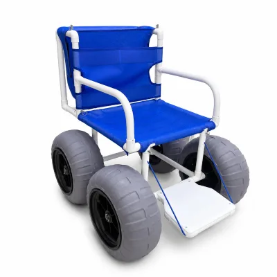 PVC Tube Frame Beach Wheelchair with Four Oversized PU Wheels for Sand and Resort Mobility