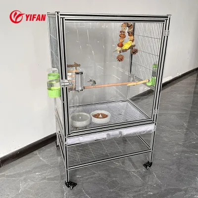 Retail Parrot Display Cage Reliable Aluminum Profile Construction With Transparent Acrylic Components for Pet Shop Sales